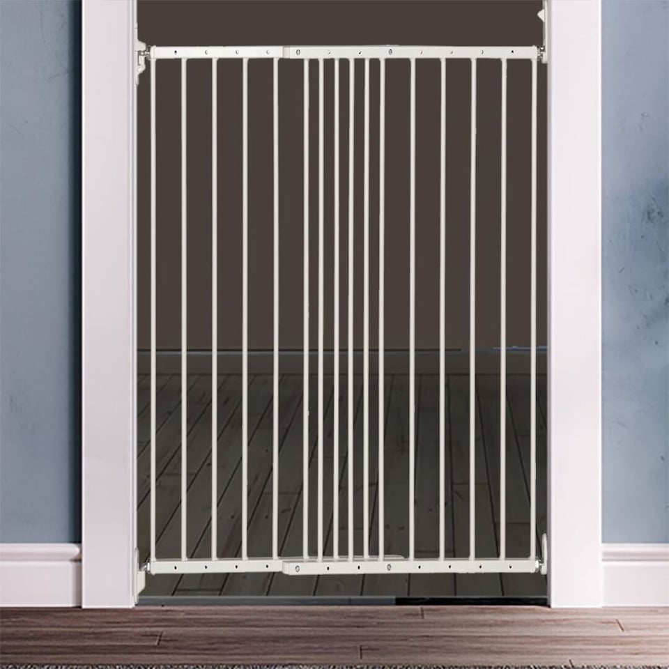 image 1 of Safetots Extra Tall Screw Fitted Baby Stair Gate, 62.5cm - 106.8cm, White, 103.5cm in Height | White | 1