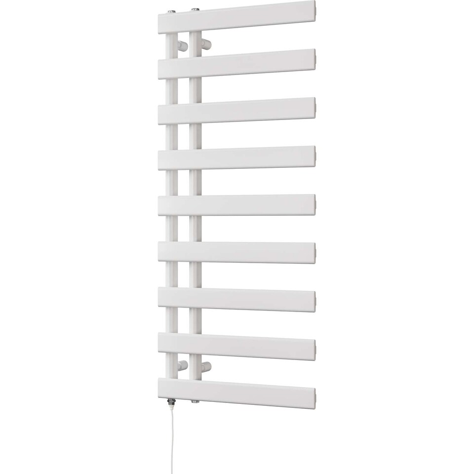 image 1 of Agar Electric Towel Rail Standard Heated Bathroom Radiator - White (H) 1156mm x (W) 500mm - 500W