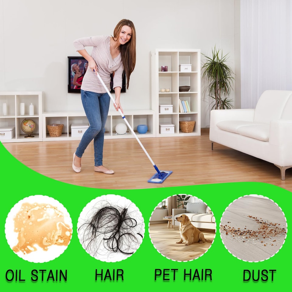 3-Pack High-Performance Microfiber Mop Refills - Multi-Surface Cleaning ...