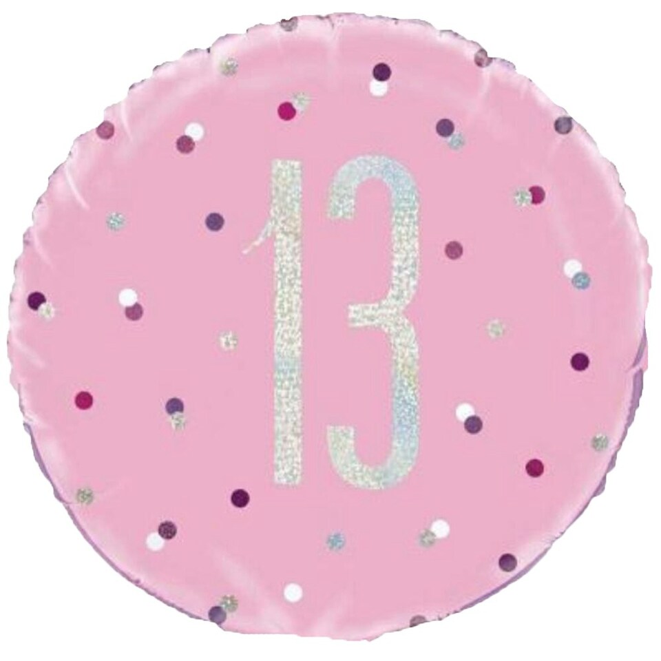 Unique Party Glitz Prismatic Age Foil Balloon - Pink - 13 Pink