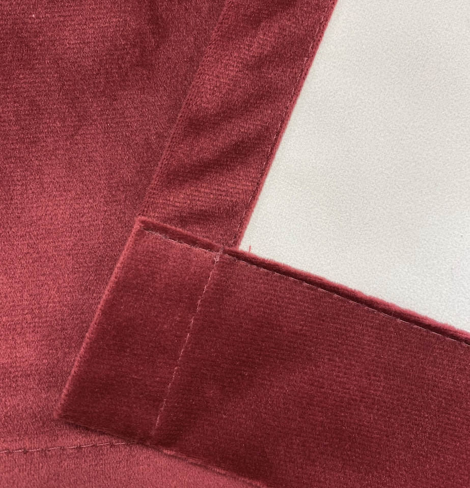 image 1 of Luxury Enhanced Living Red Velvet, Supersoft, Blackout, Thermal Curtains with Tape Top (PAIR) - 66 x 90 inch (168x229cm) | Red | Red | 2