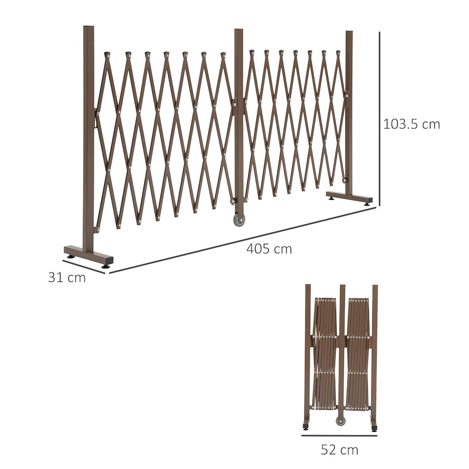 image 1 of Outsunny Aluminium Alloy Fence Foldable Garden Screen Panel, Dark Brown