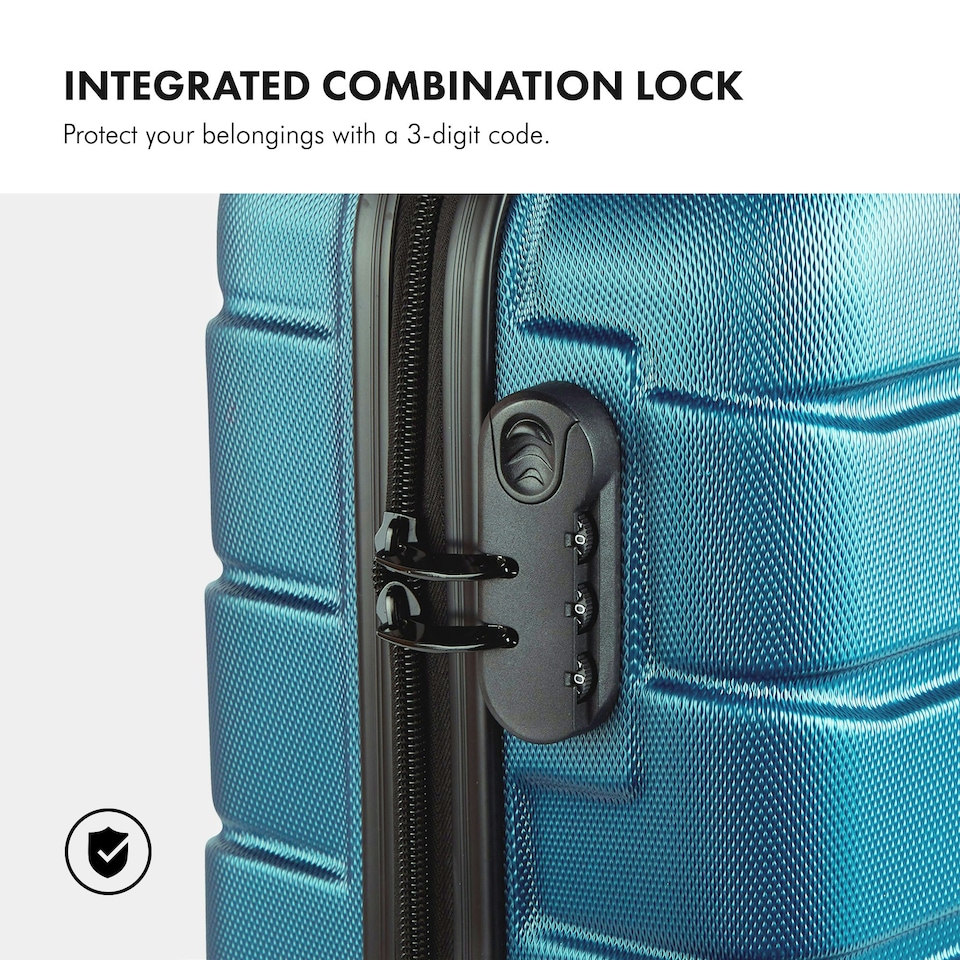 image 1 of VonHaus Teal Carry On Suitcase with 4 Spinner Wheels