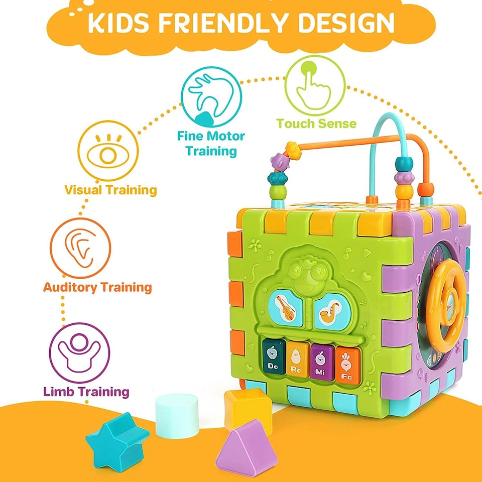 image 1 of Activity Cube Baby Toys, 6 in 1 Musical Activity Cube Educational Toy