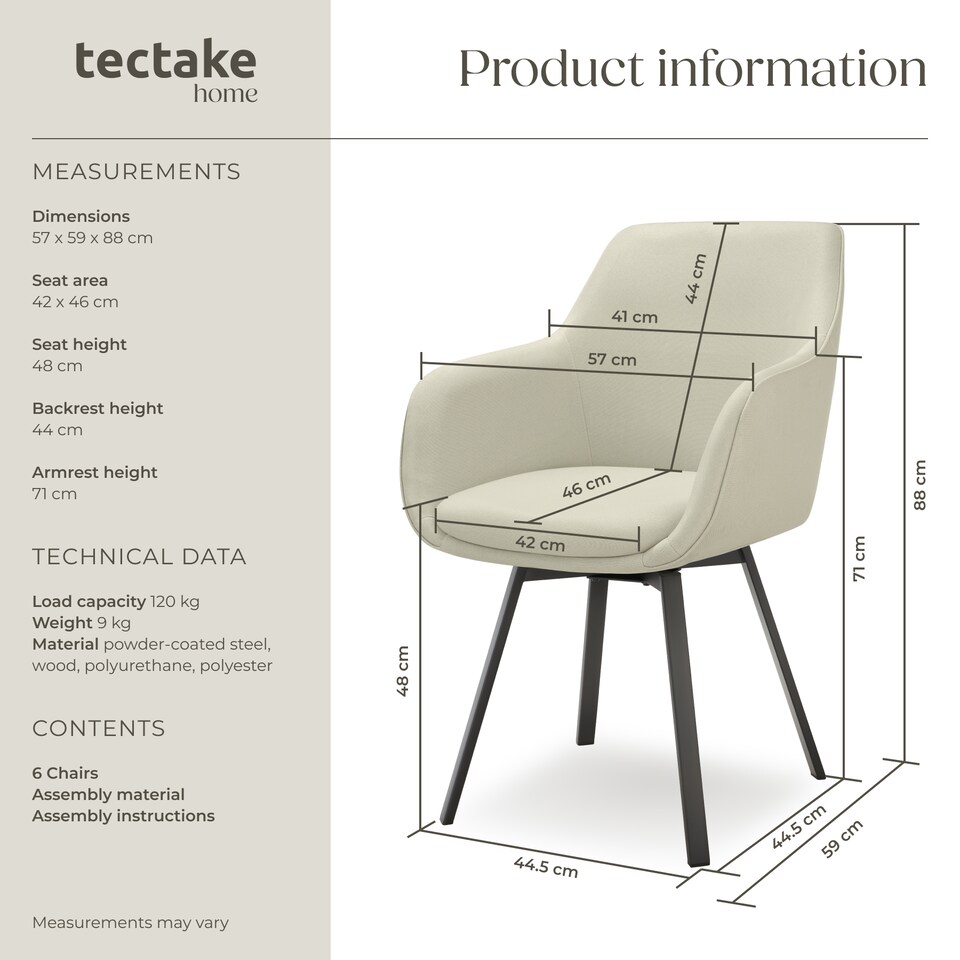 image 1 of Dining Chair Alicon - swivel armchair with padding and continuous backrest | Grey | greige | 6