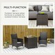image 4 of Outsunny Side Table Furniture Tempered Glass Garden Patio Wicker Brown