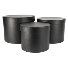 Round Black Hat Boxes - Pack of 3
