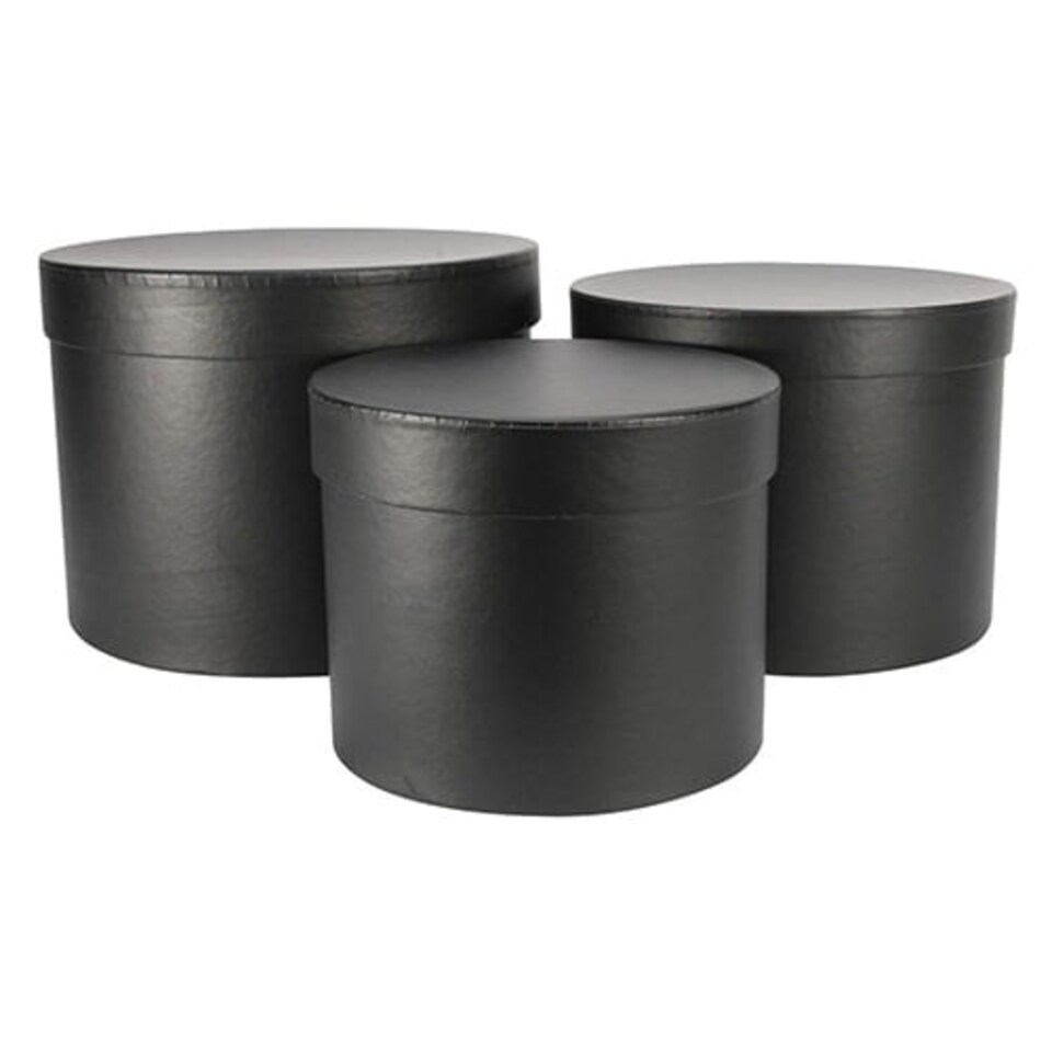 image 1 of Round Black Hat Boxes - Pack of 3