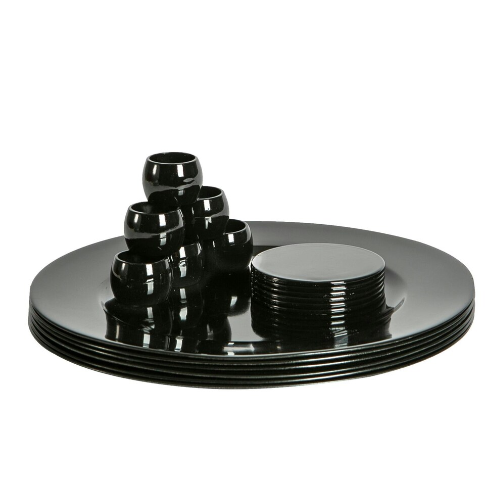 image 1 of Argon Tableware 18 Piece Metallic Charger Plates Set - Black Black
