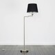 image 3 of ValueLights Sinatra Brushed Silver Floor Lamp with Medium Black Tapered Shade and LED Bulb