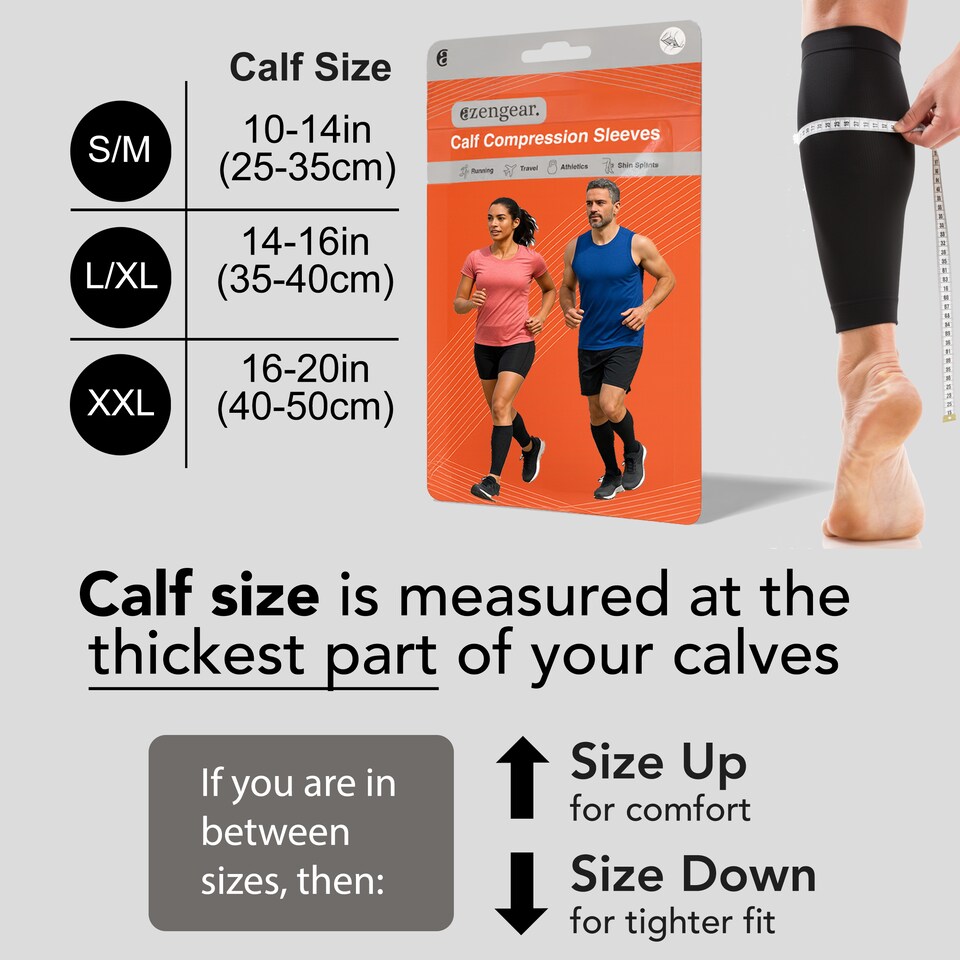image 1 of aZengear Calf Support Compression Sleeves (Pair) for Women, Men, Running, Shin Splints