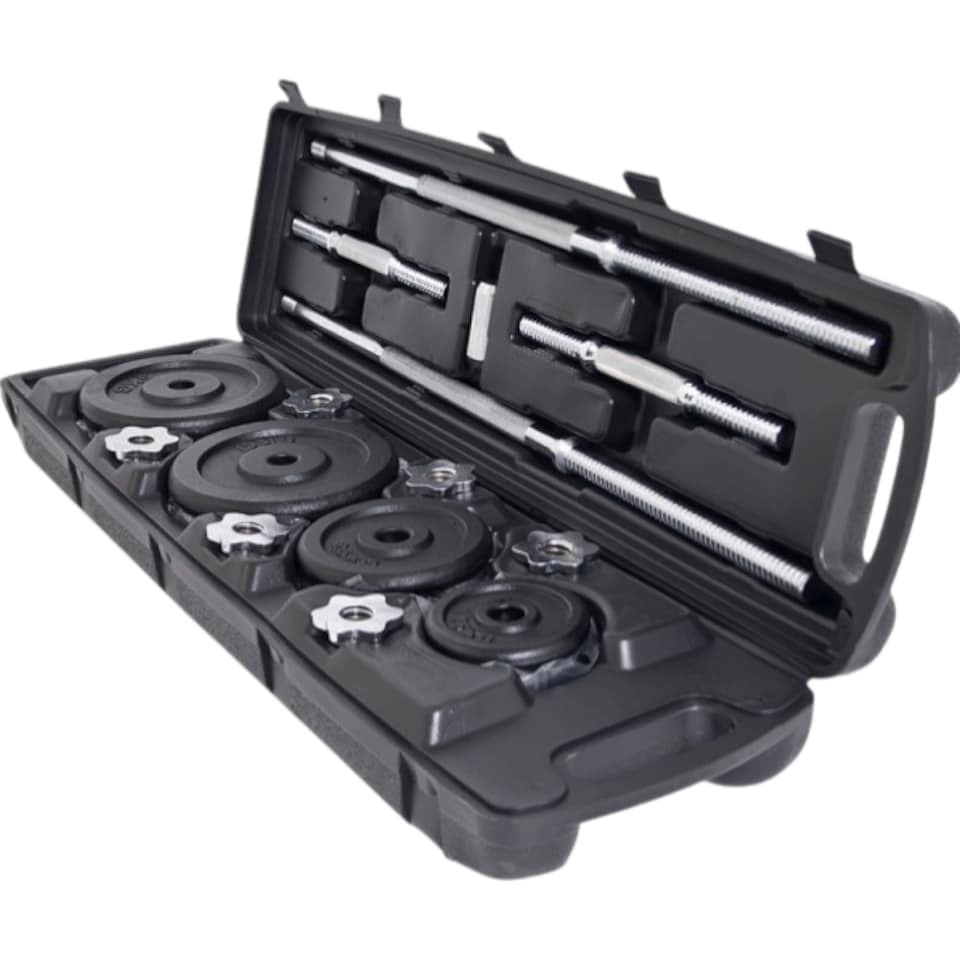 image 1 of 50KG Adjustable Dumbbell and Barbell Set, Cast Iron Spinlock Gym Weights