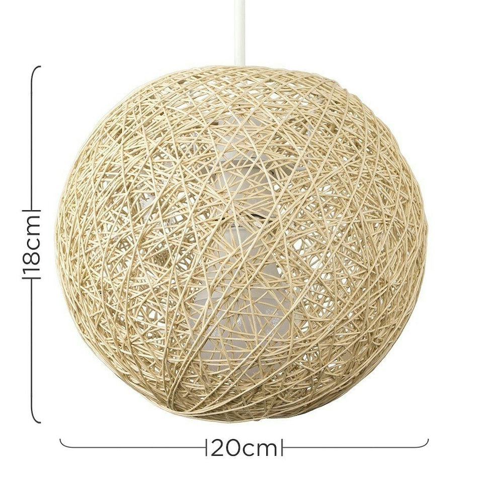 image 1 of ValueLights Bjorn Small Rattan Wicker Cream Ceiling Pendant Shade Cream