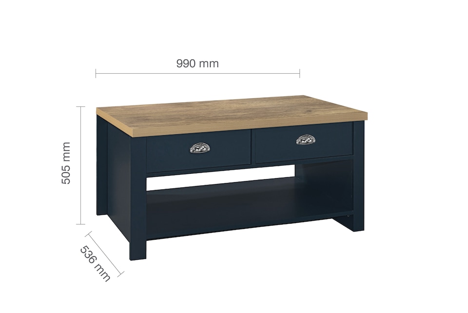 image 1 of Highgate 2 Drawer Coffee Table Navy