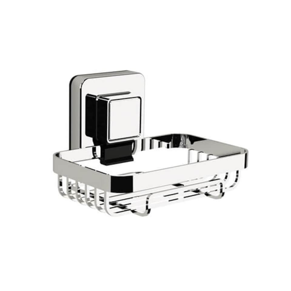 image 1 of Showerdrape Pushloc Stainless Steel Suction Wall Mounted Soap Basket