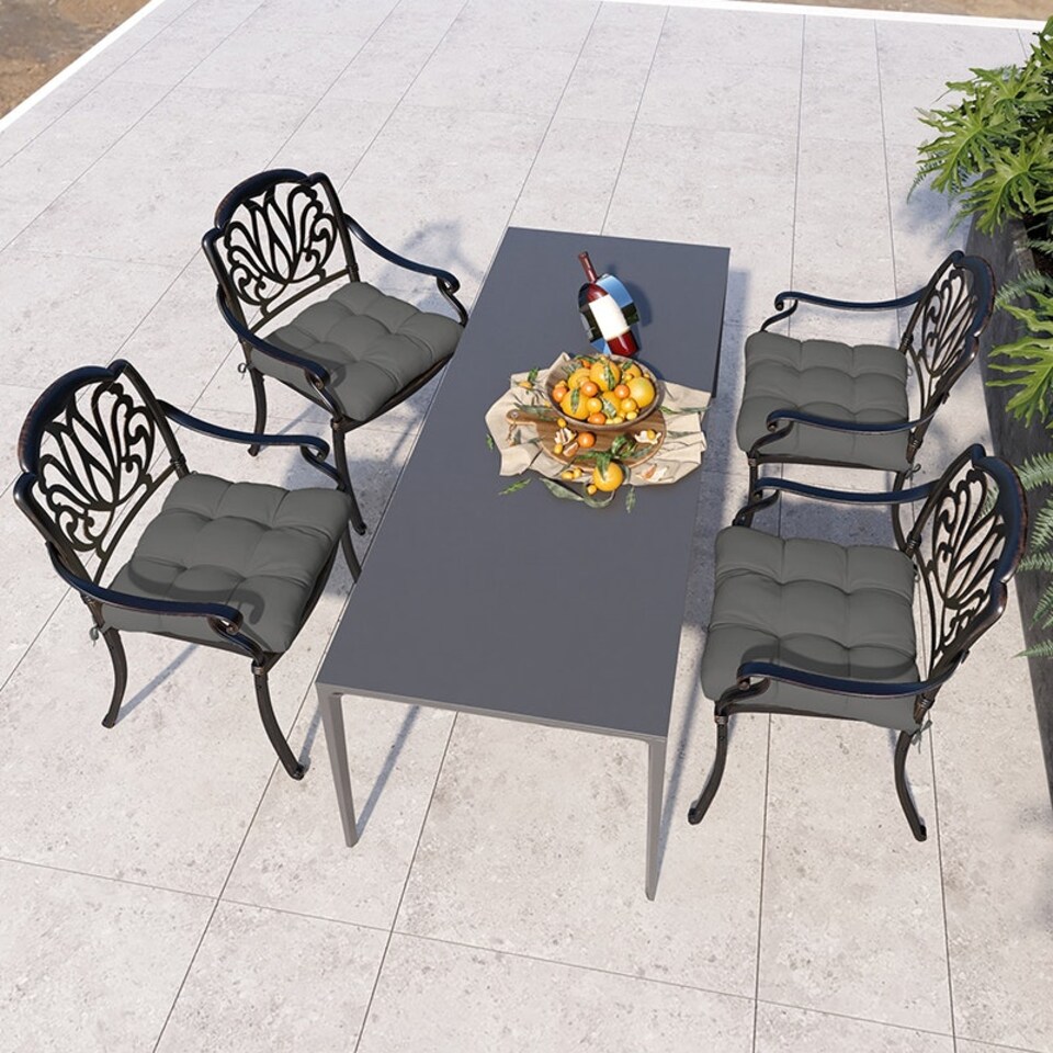 image 1 of Outsunny Set of 4 Outdoor Seat Cushions Water Repellent Seat Pads with Ties 