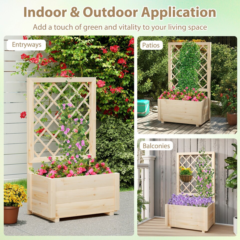 image 1 of COSTWAY Raised Garden Bed 104 cm Wooden Elevated Planter N/A