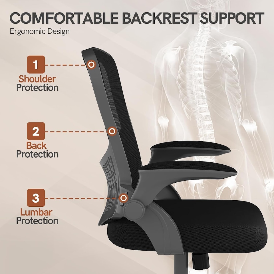 image 1 of Rattantree Ergonomic Office Desk Chair Mid-Back Mesh Computer Chair