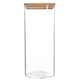 image 4 of Argon Tableware Glass Storage Jars - Carved Wood Lid - 1.5 Litre - Modern Round Scandi Organisation Container Glass Jar - Set of 3