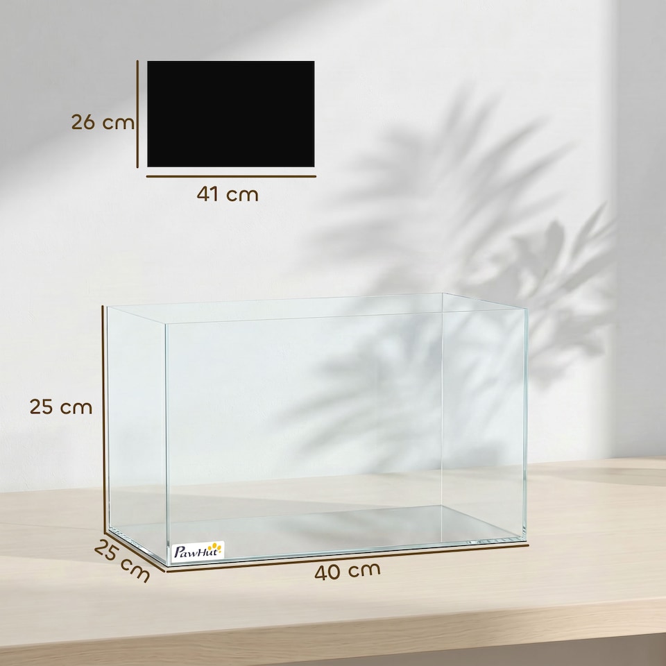 image 1 of PawHut 24L Fish Tank with Protective Base Mat 40 x 25 x 25 cm