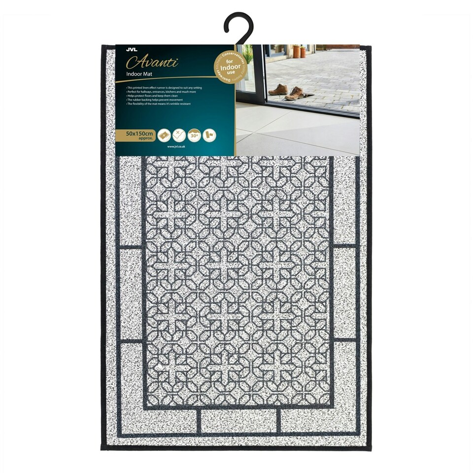 image 1 of JVL Avanti Machine Washable Entrance Doormat and Runner Set - Grey