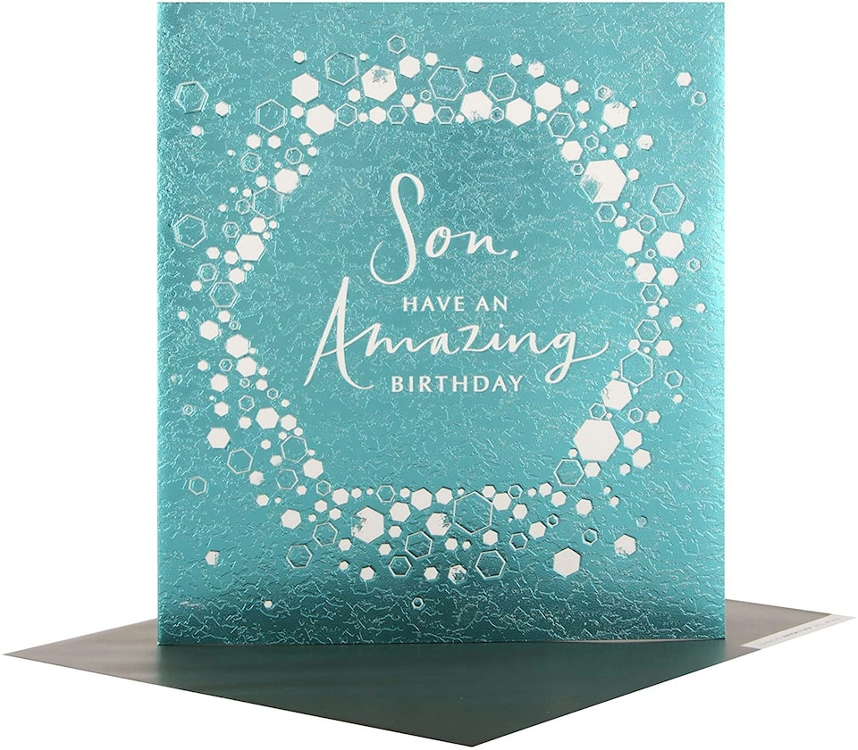 image 1 of Silver Foil Confetti Garland Design Son Birthday Card