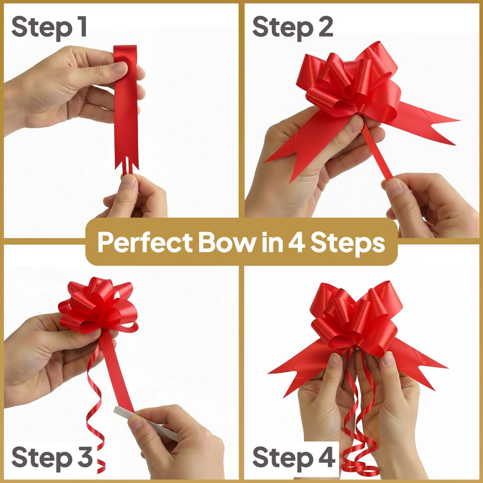 image 1 of 40pcs Red 30mm/3cm Large Ribbon Pull Bows for Gift Wrapping, Hampers, Florist Bouquets, Wedding Cars and Party Décor Pullbow | Red | Red