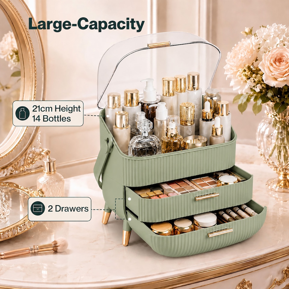 image 1 of ilus Makeup Organizer Case Drawer Portable Cosmetic Jewellery Storage Box