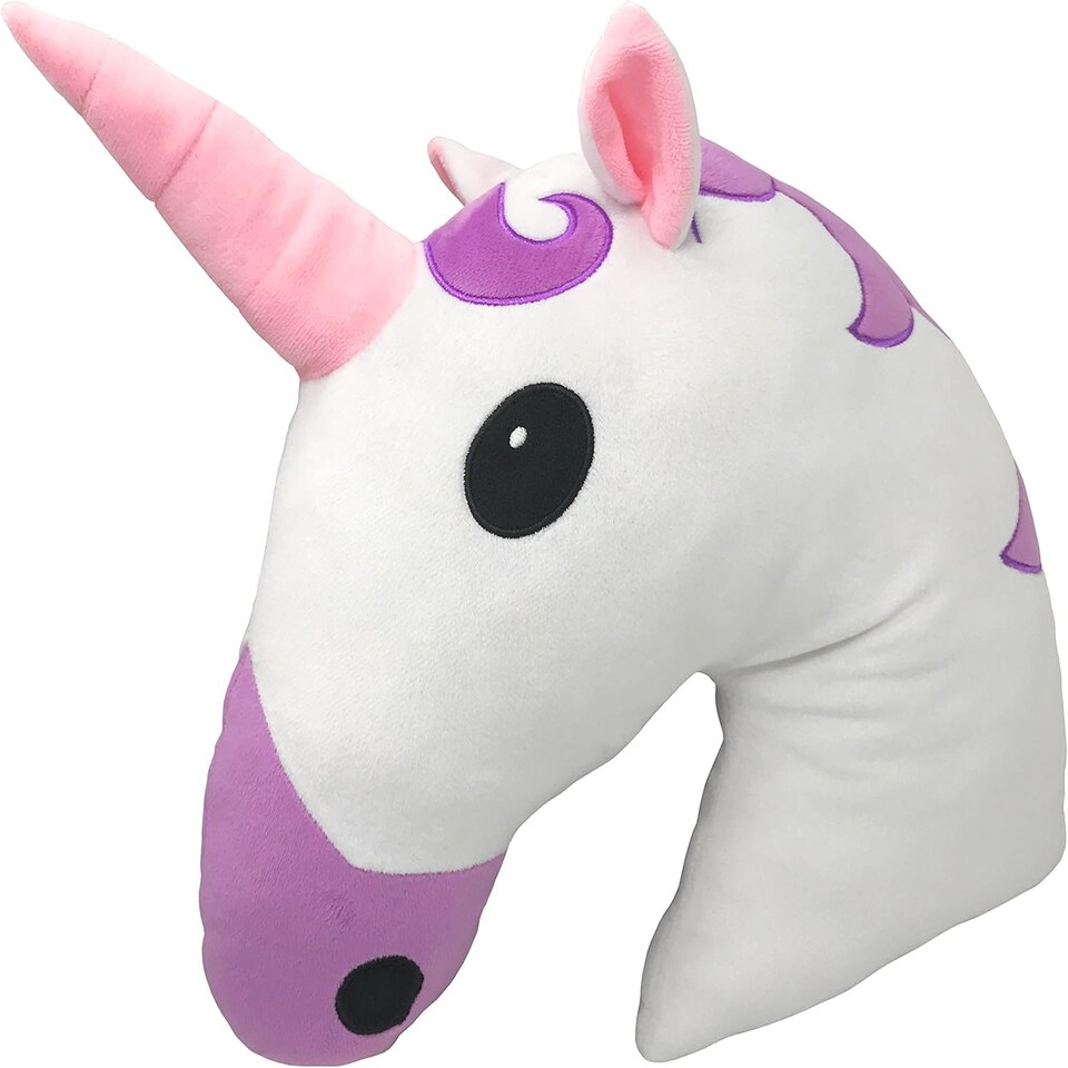 image 1 of Desire Deluxe Unicorn Emoti Cushions 37cm Novelty Soft Plush Toy for Kids - Round Cute Stuffed Funny Smile Face Emoticon Unicorn Pillow for Boys & Girls