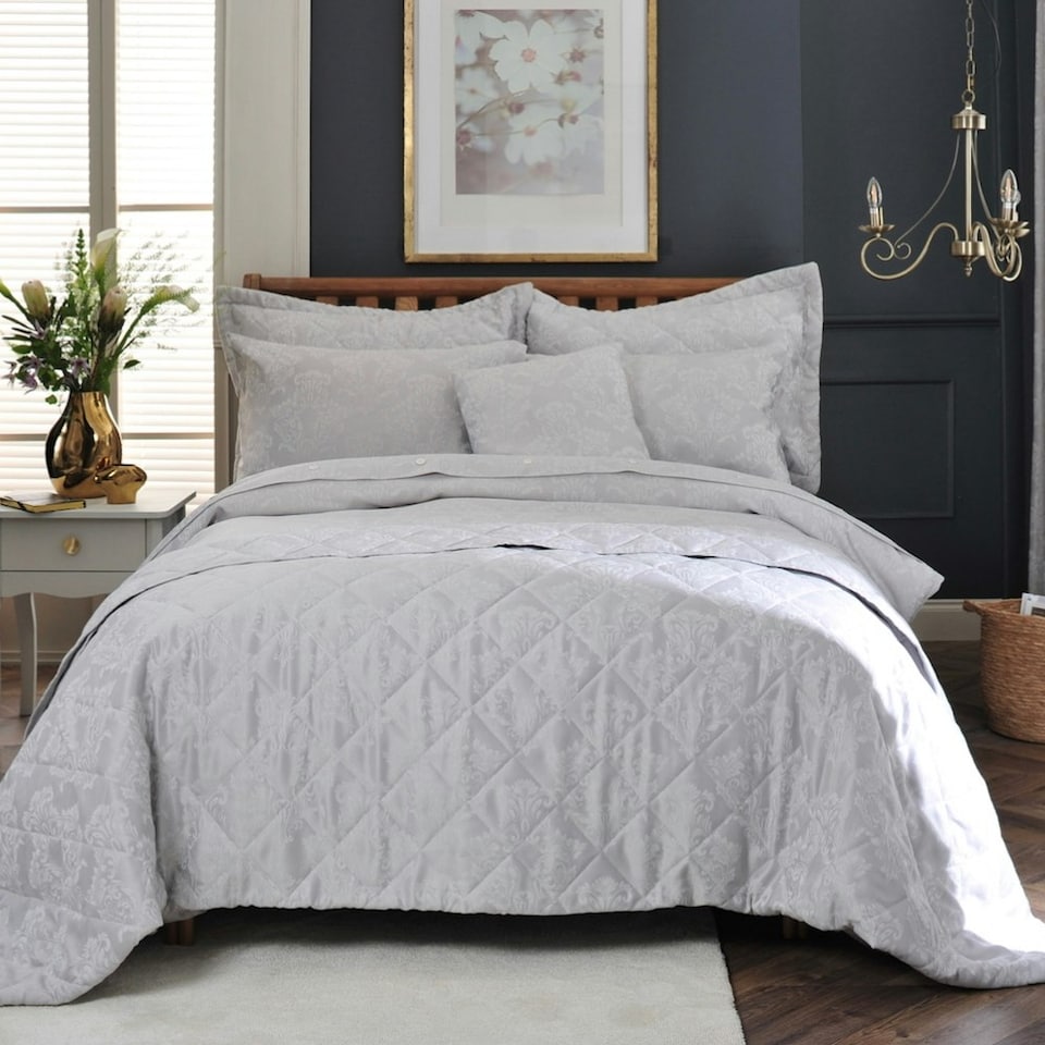 image 1 of Versailles Jacquard Bedding – Luxurious Bedlinen with Delicate Detailing Silver | Ecru | Double