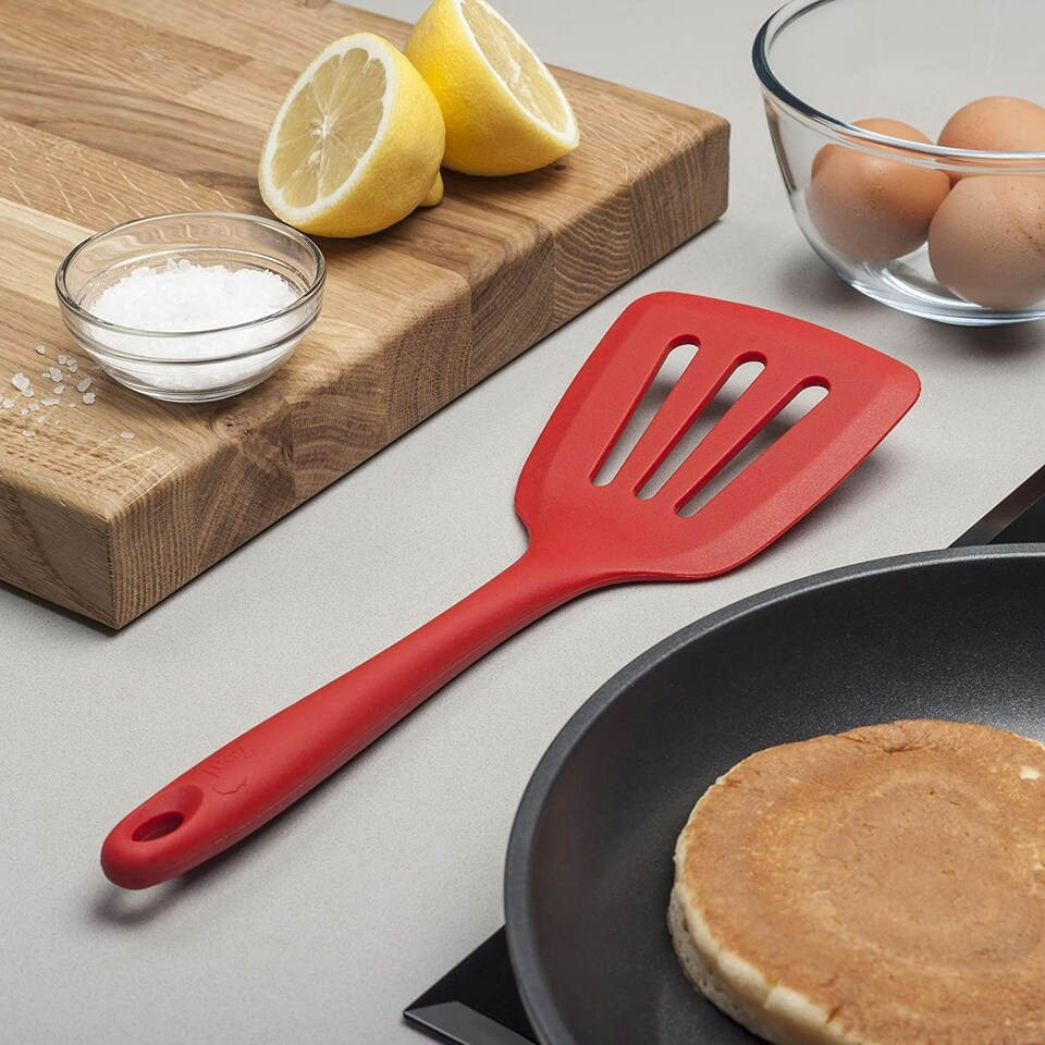 image 1 of Zeal Silicone Flexible Slotted Kitchen Turner, 30cm, Red