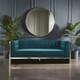 image 1 of Interiors by Premier Teal Velvet 3 Seater Sofa, Button Tufted Modern Sofa for Living Room, Stainless Steel Frame Velvet Couch Blue