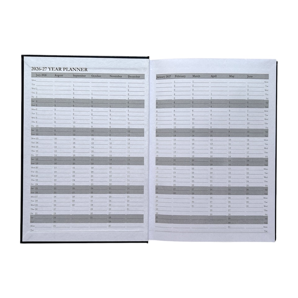 image 1 of Janrax 2026-2027 A5 Day Per Page Black Academic Diary
