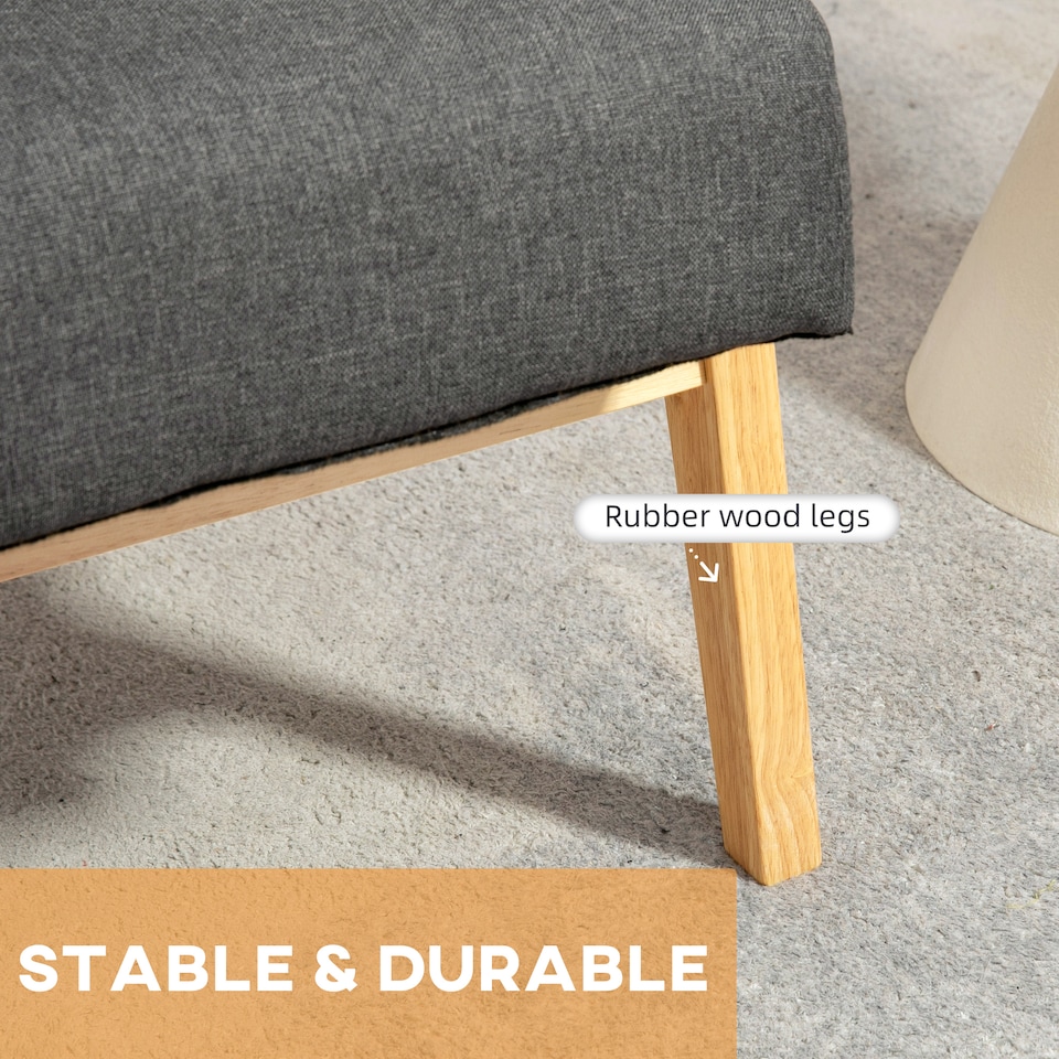 image 1 of HOMCOM Accent Armchair, Living Room Chair, Wooden Upholstered Single Lounge Chair with Rubber Wood Legs and Padded Seat, Leisure Sofa Chair for Bedroom Office, Dark Grey