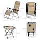 image 5 of Outsunny Folding Zero Gravity Chairs, 3 Pieces Adjustable Sun Lounger and Table Set with Cup Holder and Headrest, Patio Bistro Set with Reclining Garden Chairs for Outdoor, Beige