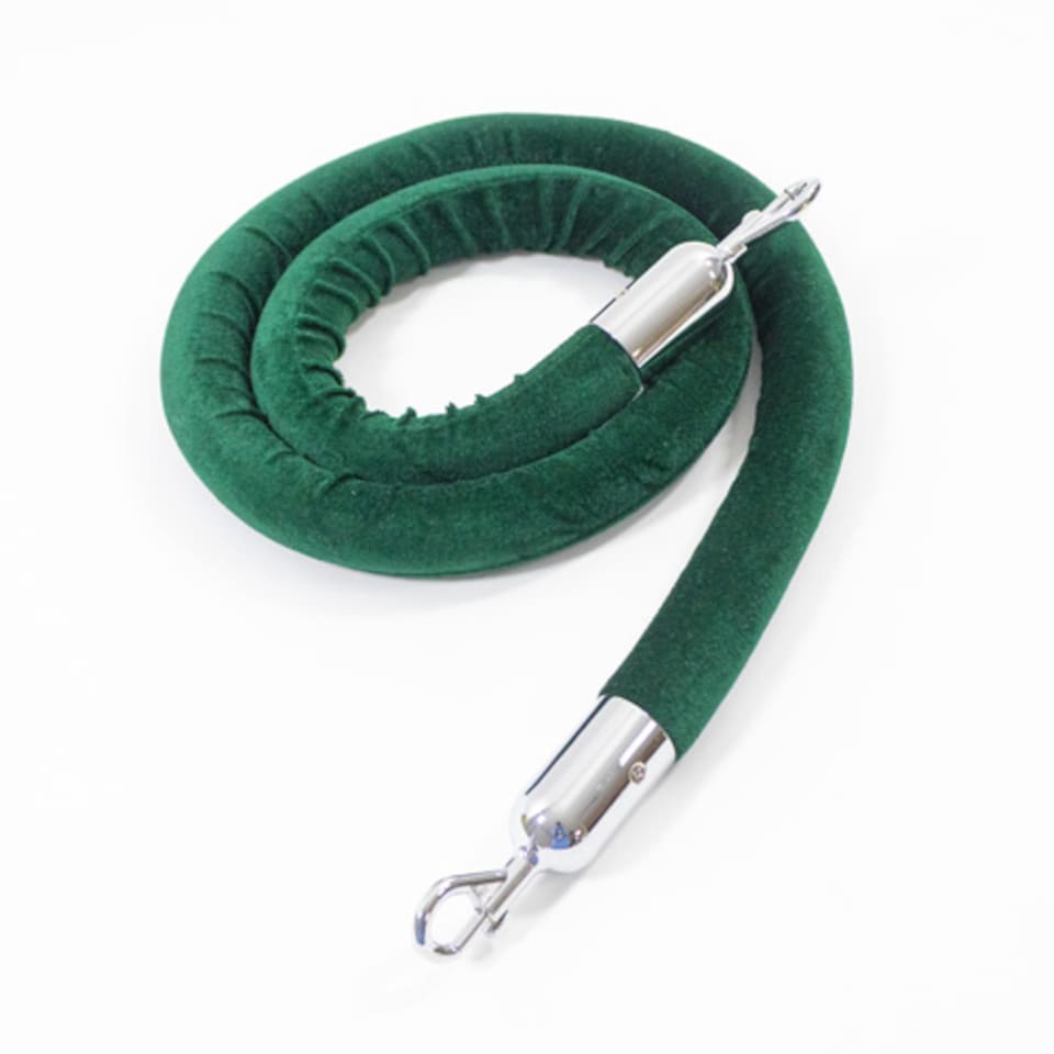 image 1 of Dark Green Velvet Rope with Chrome Hooks