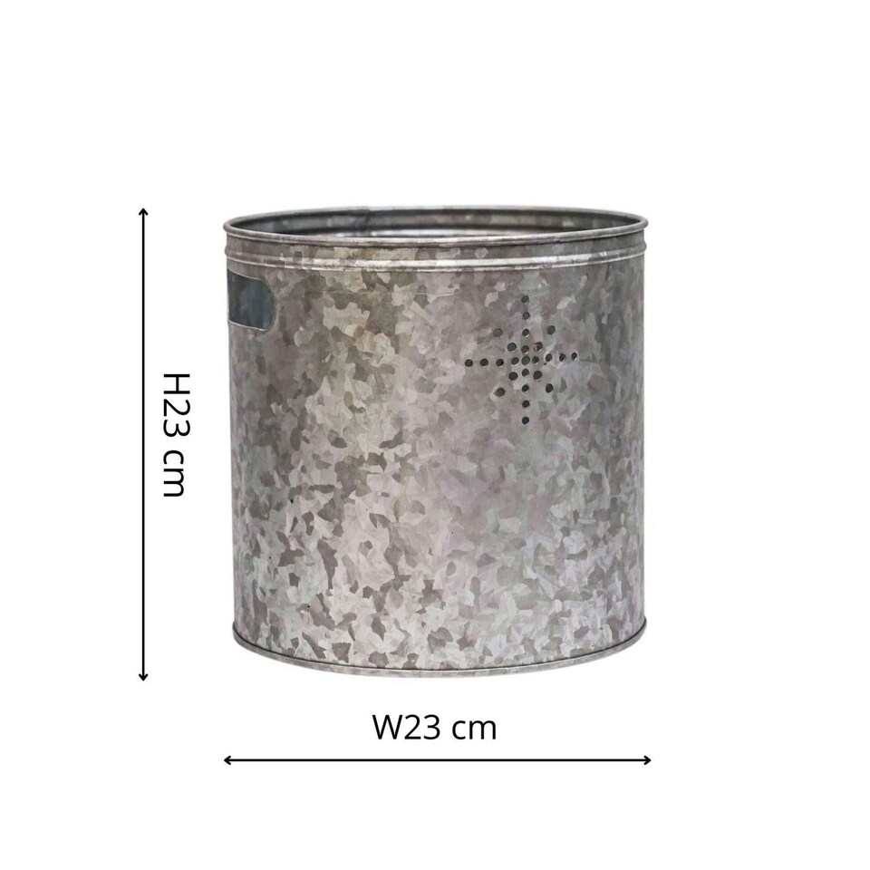 image 1 of Indoor Christmas Tree Bucket with Star in Galvanised Steel