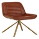 image 4 of Interiors by Premier Tan Genuine Leather Chair, Pleated Channel‑Detail Tan Leather Seat & Back, Gold‑Finish Angular Iron Legs Brown