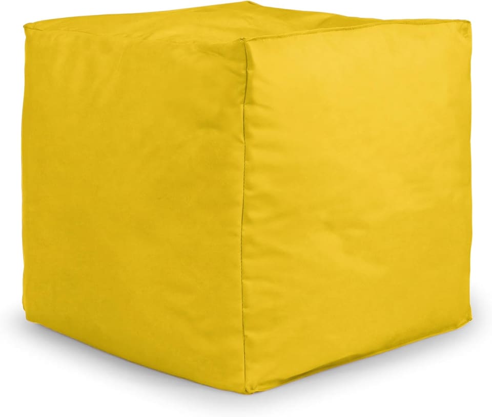 image 1 of Outdoor Bean Bag Footstool Pouffe Water-Resistant 40x40cm | Yellow
