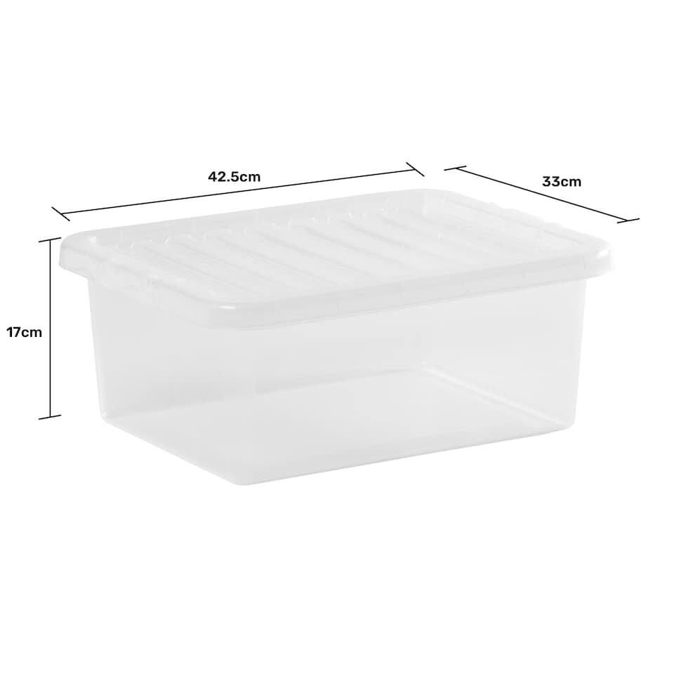 image 1 of Wham Crystal 5 x 17L Stackable Plastic Storage Boxes with Lids Clear Clear