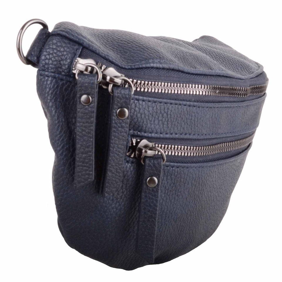 image 1 of Lorenz Womens Grained PU Leather Bumbag Waist Clutch Bag with Detachable Strap | Blue | Navy