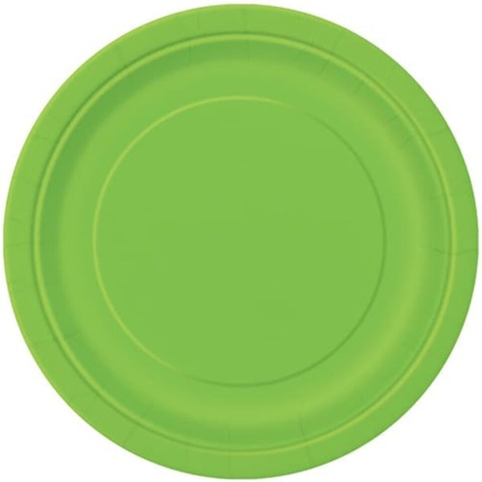 Lime Green Round Paper Plates 22cm - Pack of 16