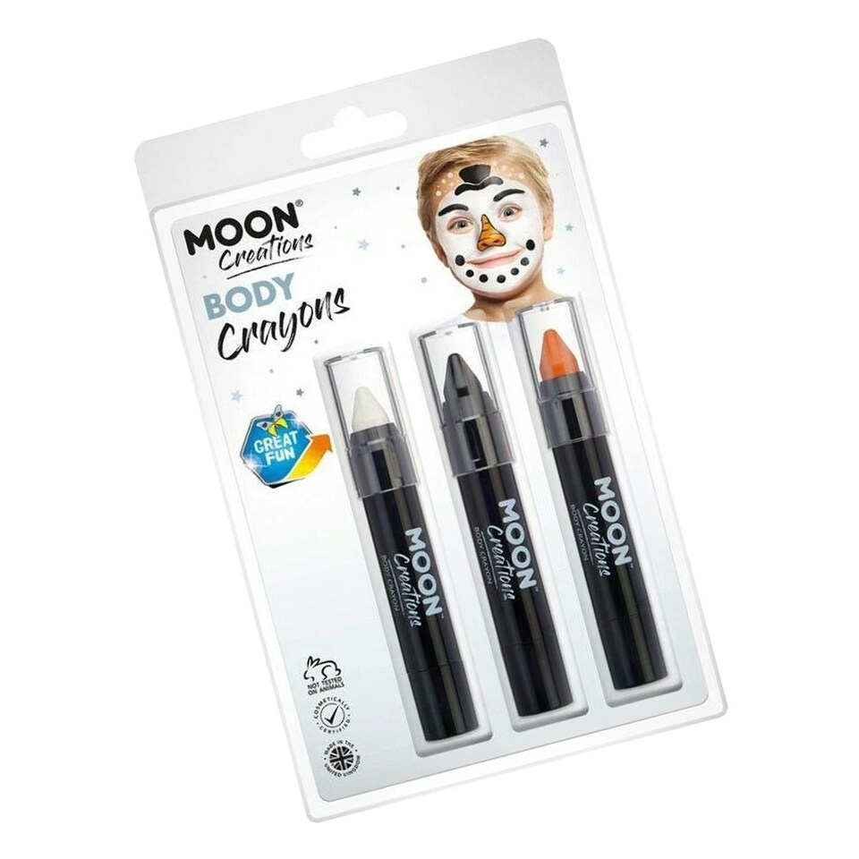 image 1 of Moon Creations Body Crayons (Pack of 3) - White/Black/Orange - 13cm x 19.5cm x 2.7cm