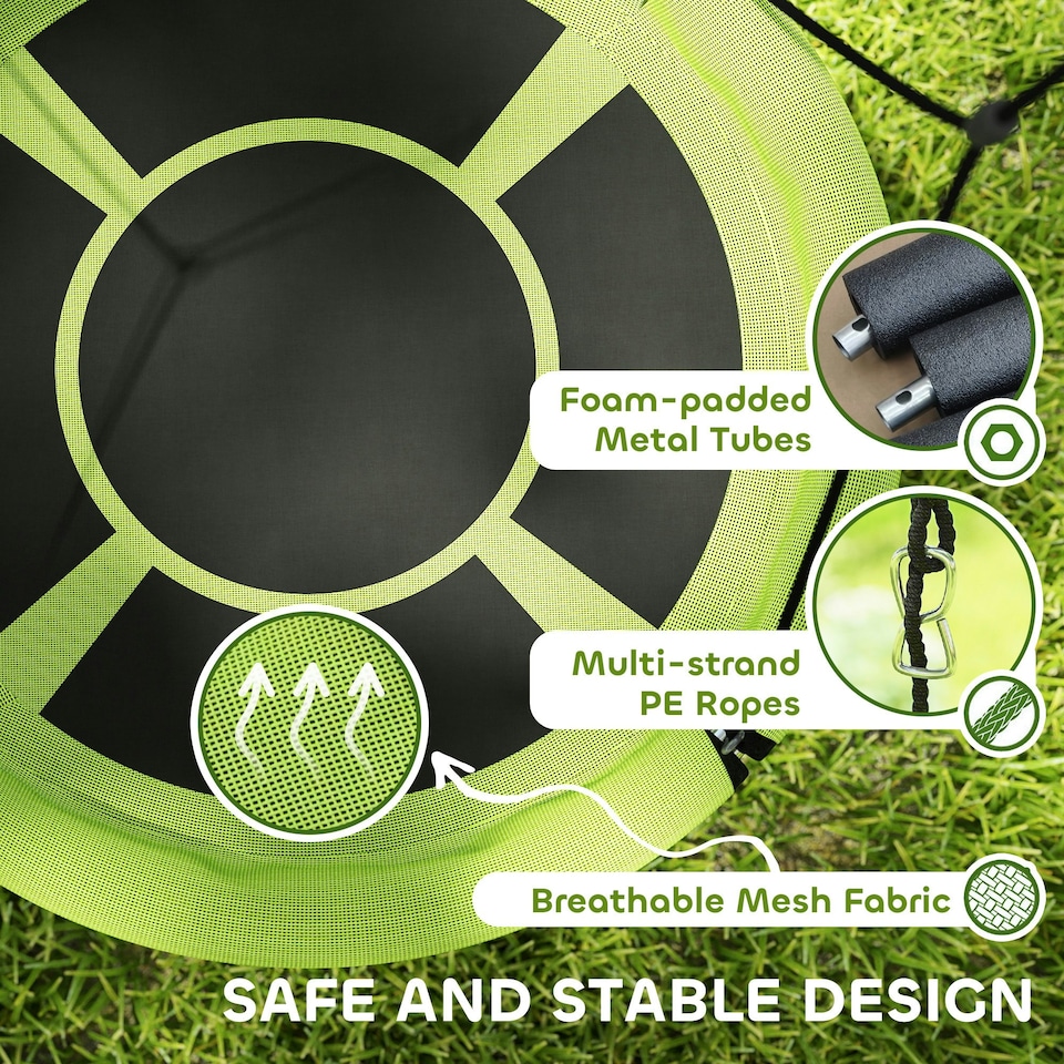 image 1 of AIYAPLAY Nest Swing Set, 100cm Saucer Tree Swing Set for Kids, Green
