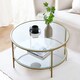 image 2 of Industrial 2 Tier Round Coffee Table With Tempered Glass Gold
