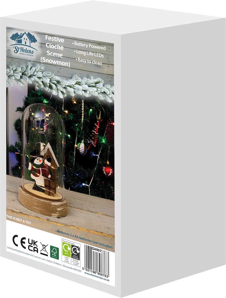 image 1 of St Helens Festive Cloche Scene (Snowman)