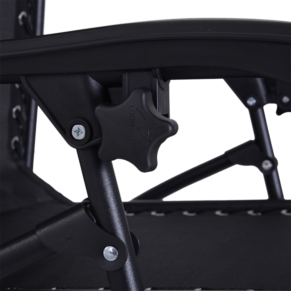 image 1 of Outsunny Folding Zero Gravity Chairs, 3 Pieces Adjustable Sun Lounger and Table Set with Cup Holder and Headrest, Patio Bistro Set with Reclining Garden Chairs for Outdoor, Black