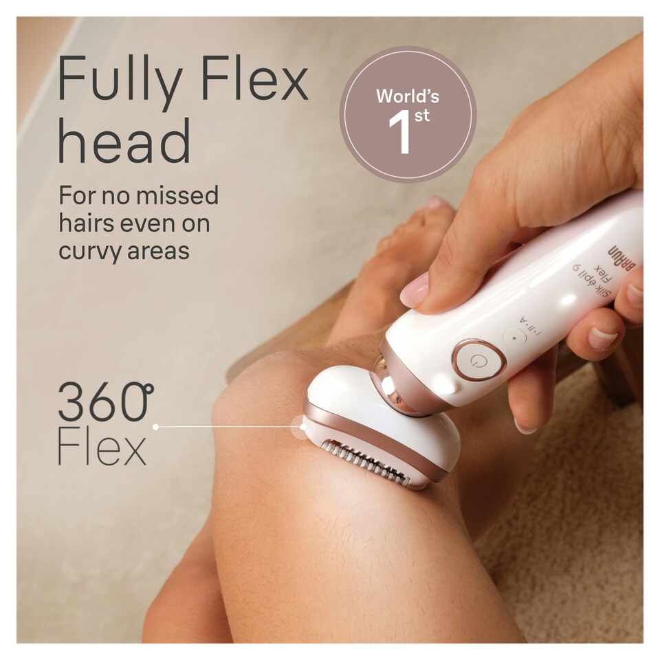 image 1 of Braun Silk-épil 9 Flex, Epilator For Easy Hair Removal, 9-060 3D, White/Rose Titan