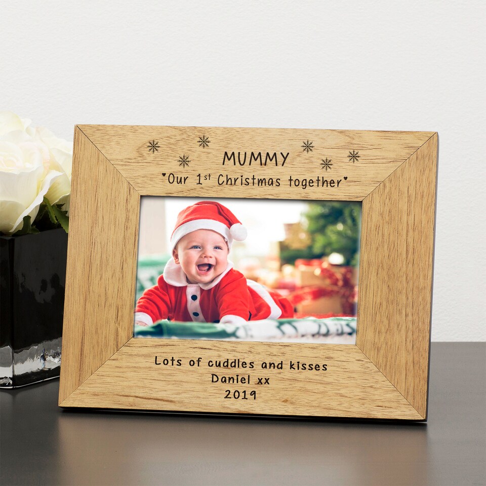 image 1 of Personalised Mummy Our 1st Christmas Together Wood Picture Frame 6x4