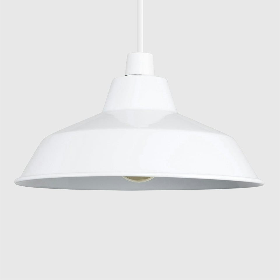 image 1 of ValueLights Retro Style Gloss White Metal Reflector Ceiling Pendant Light Shade